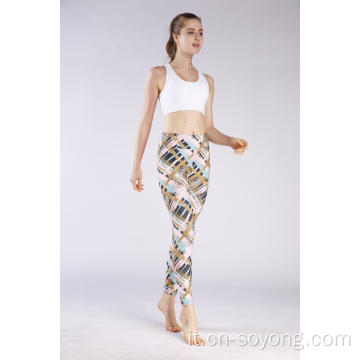 Leggings stampati con gufi elastici alti da donna